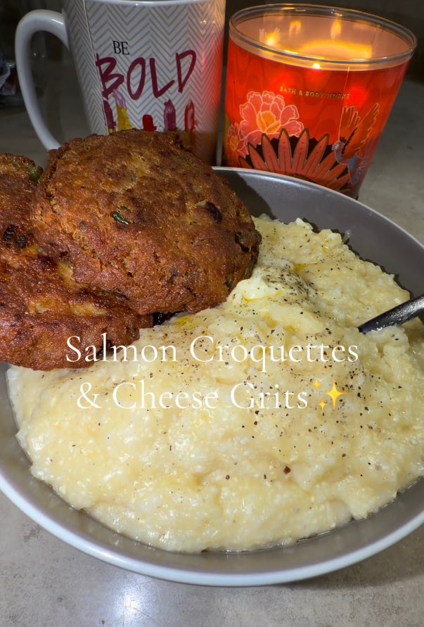 Salmon Croquettes & Cheese Grits