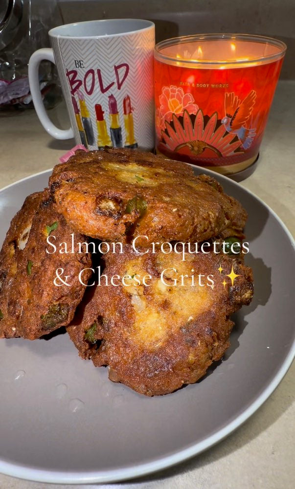 Salmon Croquettes & Cheese Grits