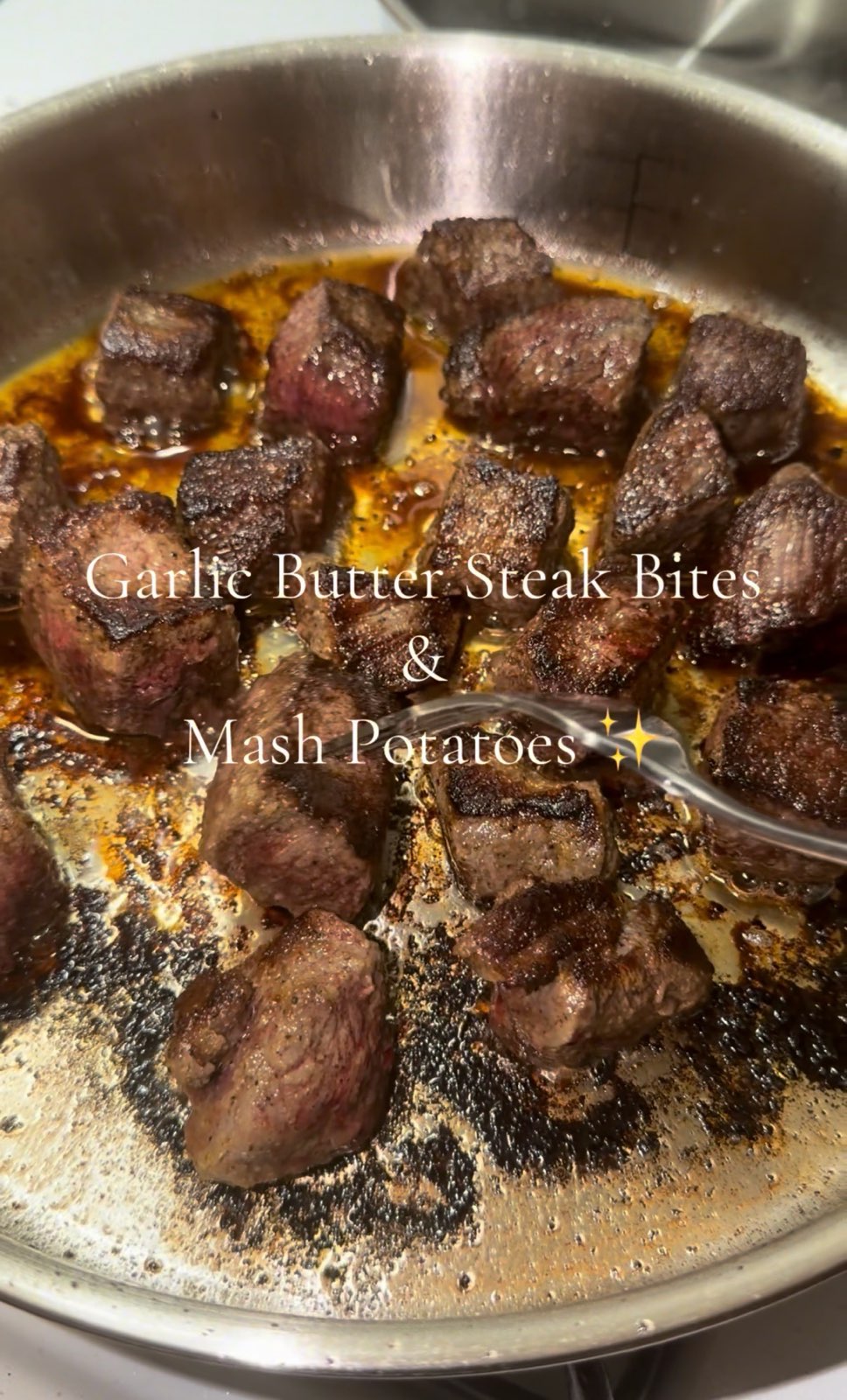 Garlic Butter Steak Bites & Mash Potatoes