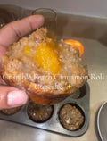 Crumble Peach Cinnamon Roll Cupcakes